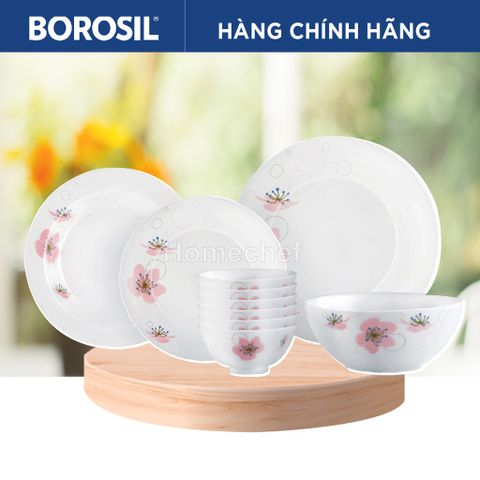 Bộ bát đĩa thủy tinh Larah Borosil 10 chi tiết - Dùng lò vi sóng, máy rửa bát, thiết kế sang trọng, sản xuất tại Ấn Độ