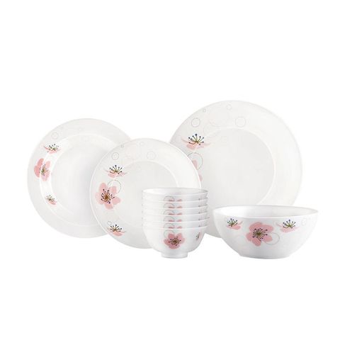 Bộ bát đĩa thủy tinh Larah Borosil 10 chi tiết - Dùng lò vi sóng, máy rửa bát, thiết kế sang trọng, sản xuất tại Ấn Độ