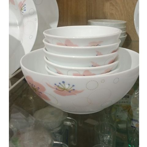 Bộ bát đĩa thủy tinh Larah Borosil 10 chi tiết - Dùng lò vi sóng, máy rửa bát, thiết kế sang trọng, sản xuất tại Ấn Độ