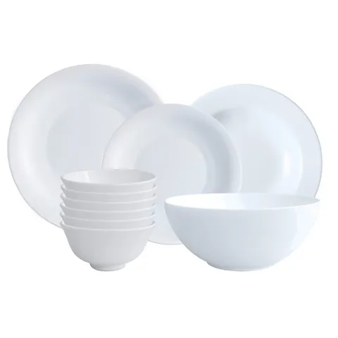 Bộ bát đĩa (tô, chén, dĩa) Larah Borosil thủy tinh 15 chi tiết, dùng lò vi sóng, máy rửa bát, sản xuất Ấn Độ - BRS15T