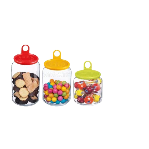Bộ 3 Hũ Thủy Tinh Luminarc Rondo Smile - An Toàn, Nắp Kín, Chống Bám Màu - Lưu Trữ Thực Phẩm Tiện Lợi, Thiết Kế Pháp