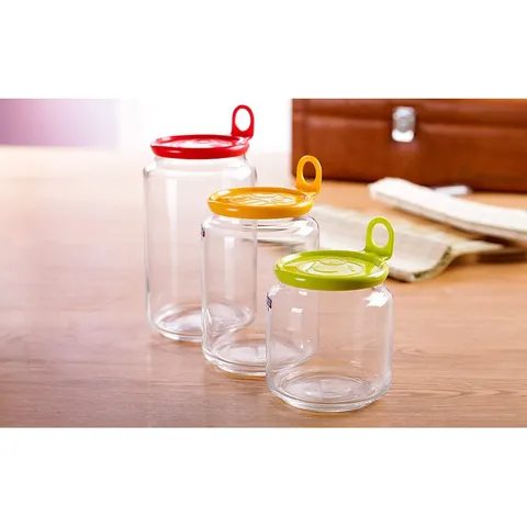 Bộ 3 Hũ Thủy Tinh Luminarc Rondo Smile - An Toàn, Nắp Kín, Chống Bám Màu - Lưu Trữ Thực Phẩm Tiện Lợi, Thiết Kế Pháp