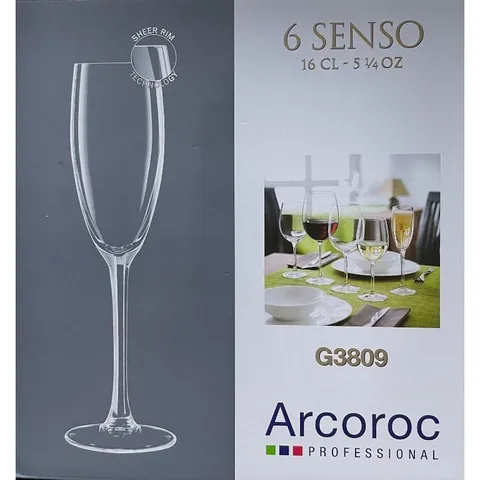 Bộ 6 Ly Vang Thủy Tinh Cao Cấp Arcoroc Senso 160ml - Sang Trọng, An Toàn, Thương Hiệu Pháp G3809