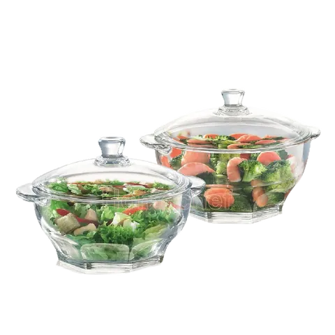 Bộ 2 thố thủy tinh Luminarc Granity có nắp 1L + 1.5L - H1582-83, dùng lò vi sóng, máy rửa bát