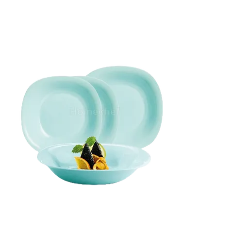 Set 4 Đĩa Thủy Tinh Luminarc Carine Xanh Pastel (19cm & 21cm) - An Toàn Cho Lò Vi Sóng, Sản Xuất Tại Pháp
