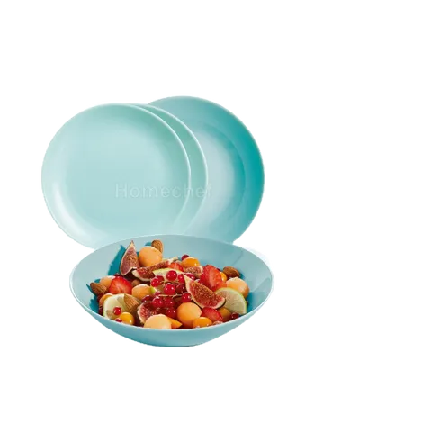 Set 4 Đĩa Thủy Tinh Luminarc Diwali Màu Xanh Ngọc Pastel - 2 Đĩa Nông 19cm & 2 Đĩa Sâu 20cm, Sang Trọng, An Toàn, Tiện Lợi