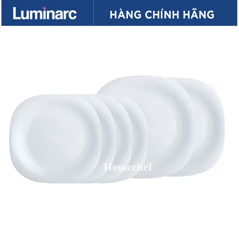 Set 6 Đĩa Thủy Tinh Cường Lực Luminarc Carine Trắng - An Toàn Lò Vi Sóng, Thiết Kế Hiện Đại, Bền Đẹp, Tiện Ích Cho Bữa Ăn