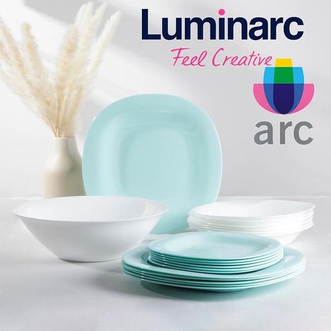 Đĩa Thủy Tinh Luminarc Carine Xanh Ngọc 19cm - An Toàn Lò Vi Sóng, Máy Rửa Bát, Sản Xuất Pháp - Hàng Chính Hãng