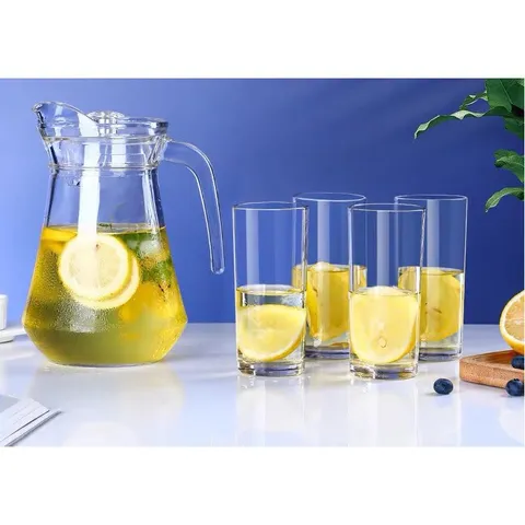 Bộ Bình Cốc Thủy Tinh Luminarc Ice Blue 5 Chi Tiết - Chống Bám Bẩn, Bám Mùi, Phong Cách Sang Trọng, Dùng Trong Gia Đình Và Văn Phòng