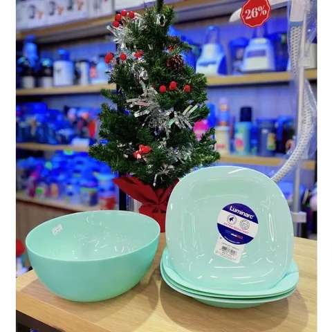 Bộ đĩa Luminarc Carine thủy tinh xanh ngọc 6 chi tiết - An toàn sử dụng trong lò vi sóng và máy rửa bát, thiết kế sang trọng, hiện đại.