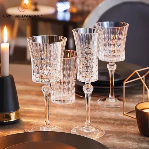 Bộ ly thủy tinh pha lê Champagne Lady Diamond 150ml - 2 chiếc, cao cấp, an toàn máy rửa bát, nhập khẩu Pháp, hoàn hảo cho rượu vang