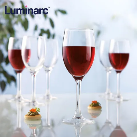 Bộ ly rượu vang Luminarc Raindrop 6 chiếc H5702 - Thủy tinh cao cấp 350ml, sang trọng cho tiệc tùng, an toàn cho sức khỏe
