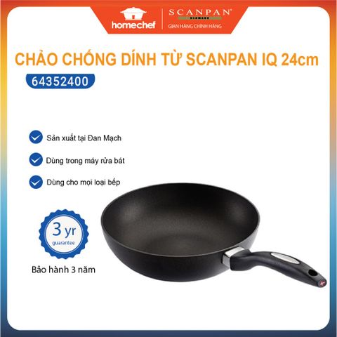 Chảo chống dính Scanpan IQ 24cm - Chảo bếp từ, an toàn sức khỏe, bảo hành 3 năm, hàng chính hãng, thiết kế Đan Mạch