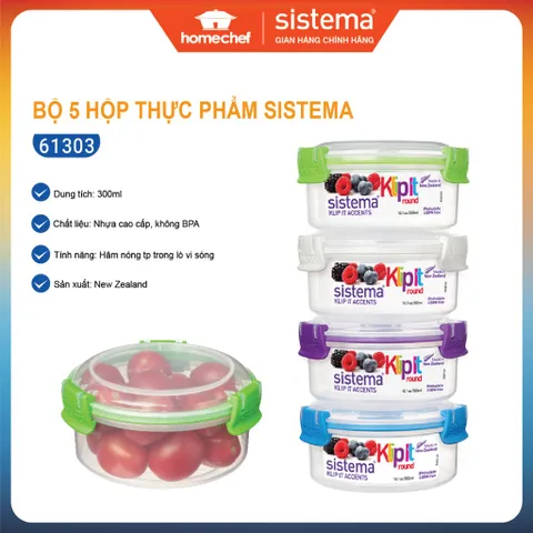 Hộp Nhựa Đựng Thực Phẩm Sistema 300ml - An Toàn, Không Chứa BPA, Dùng Lò Vi Sóng, Hàng Chính Hãng New Zealand