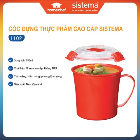 Cốc đựng thực phẩm Sistema Microwave 656ml - An toàn cho lò vi sóng, nhựa cao cấp, sản xuất tại New Zealand, chính hãng