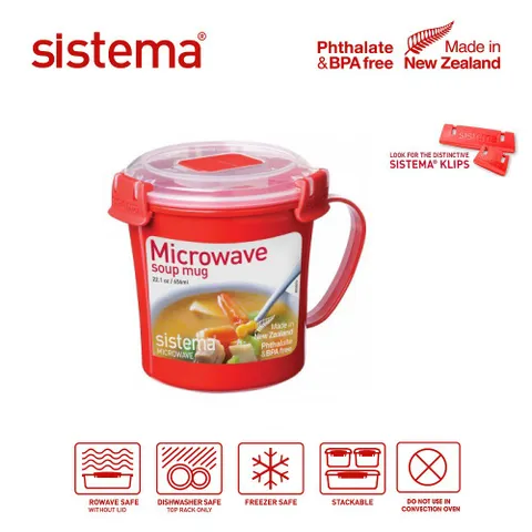 Cốc đựng thực phẩm Sistema Microwave 656ml - An toàn cho lò vi sóng, nhựa cao cấp, sản xuất tại New Zealand, chính hãng