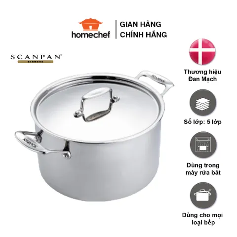 Nồi Inox Scanpan Fusion 5 lớp 20cm 3.2L - Dùng cho bếp từ, máy rửa bát - Hàng chính hãng chất lượng cao từ Đan Mạch