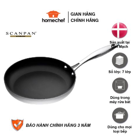 Chảo Chống Dính Scanpan CTX 28cm - 7 Lớp Chất Lượng Cao, Đáy Liền Khối, Dùng Cho Bếp Từ, Bảo Hành 3 Năm, An Toàn Cho Sức Khỏe