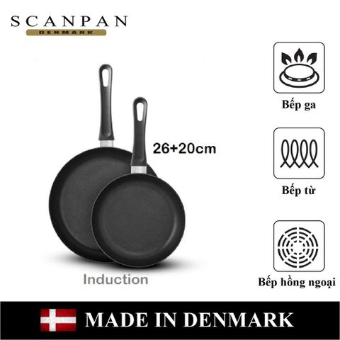 Bộ 2 Chảo Chống Dính Scanpan Classic 20cm & 26cm - An Toàn, Bền Bỉ, Phù Hợp Mọi Bếp, Bảo Hành 3 Năm Chính Hãng