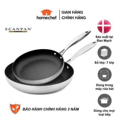 Bộ 2 Chảo Chống Dính Scanpan CTX 20+28cm - Hàng Chính Hãng, Bảo Hành 3 Năm, An Toàn Cho Sức Khỏe, Dùng Trên Tất Cả Các Loại Bếp