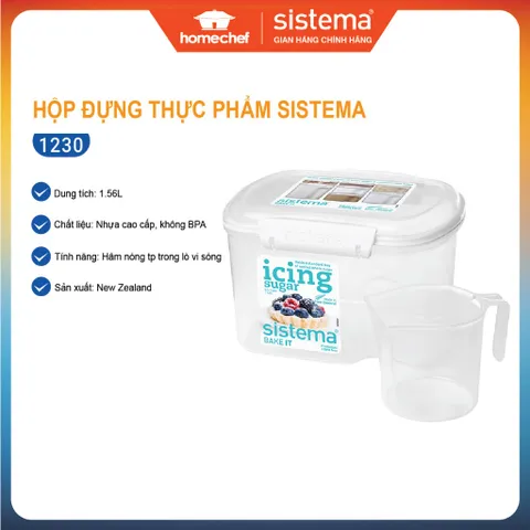 Hộp nhựa đựng thực phẩm Sistema 1.56L - An toàn cho lò vi sóng và máy rửa bát, Hàng chính hãng New Zealand