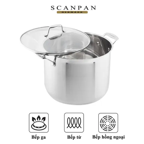 Nồi Luộc Gà Inox 304 Cao Cấp Scanpan Impact 24cm 7.2L - Dùng Bếp Từ, Máy Rửa Bát, Hàng Chính Hãng, Thiết Kế Sang Trọng