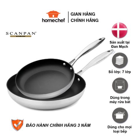 Bộ 2 Chảo Chống Dính Scanpan CTX 20 và 26cm - Chất Liệu Inox Sang Trọng, Bảo Hành 3 Năm, Dùng Cho Bếp Từ, An Toàn Sức Khỏe
