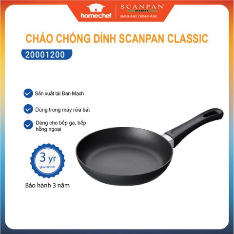 Chảo chống dính Scanpan Classic 20cm - 53002000 dùng bếp từ, bảo hành chống dính 3 năm | Hàng chính hãng