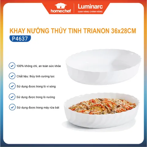 Khay Nướng Thủy Tinh Luminarc Cuisine Trianon 36x28 cm - Kháng Nhiệt, An Toàn Lò Nướng và Lò Vi Sóng, Hàng Chính Hãng Pháp
