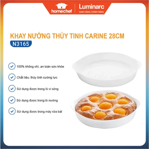 Khay Nướng Thủy Tinh Chịu Nhiệt Luminarc Carine 28cm - An Toàn Dùng Lò Nướng, Lò Vi Sóng, Hàng Chính Hãng