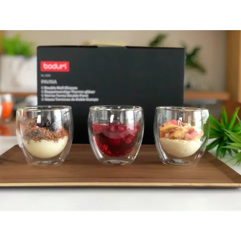 Bộ 2 Cốc Thủy Tinh Giữ Nhiệt 2 Lớp Bodum Pavina 4558-10 - Dung Tích 250ml, Chất Liệu Borosilicate, Thiết Kế Hiện Đại