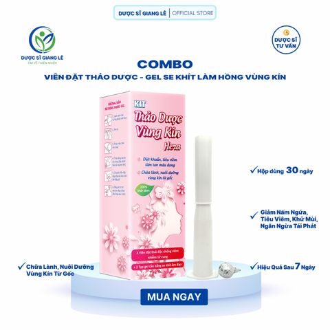Đặt Phụ Khoa Hera + Gel Se Khít - Giải Pháp Tự Nhiên Chăm Sóc Vùng Kín, Khử Mùi, Ngừa Tái Phát, Lành Tính êm dịu