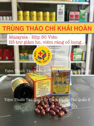 Viên Uống Giảm Ho Trùng Thảo Chỉ Khái Hoàn - 30 Viên Hỗ Trợ Giảm Ho Khang, Viêm Họng, Hen Suyễn