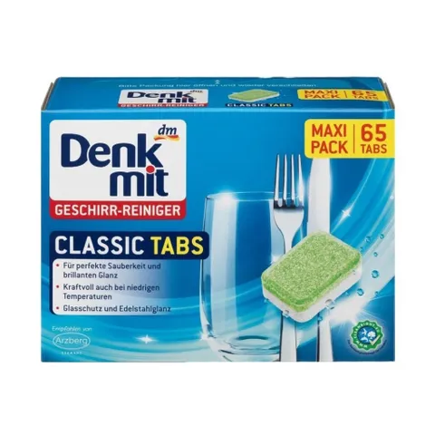 Viên Rửa Bát Denkmit Geschirr 65 Viên - Sạch Bong, Sáng Bóng Cho Máy Rửa Bát, Chính Hãng Nhập Đức