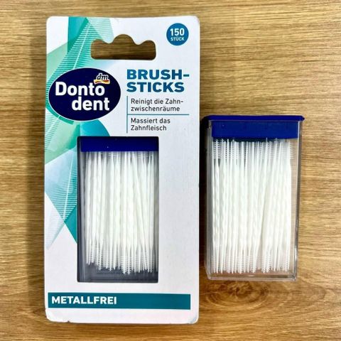 Tăm que nhựa Dontodent 150 chiếc - Làm sạch kẽ răng an toàn, nhẹ nhàng và bảo vệ răng miệng hiệu quả từ Đức