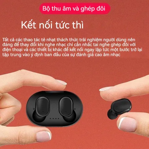 Tai Nghe Bluetooth A6S TWS 5.0 - Âm Thanh HiFi In-Ear, Cảm Ứng Thông Minh, Giảm Tiếng Ồn, Kết Nối Tự Động, Thời Gian Nghe Lên Đến 4 Giờ