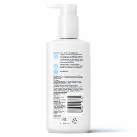 Sữa Rửa Mặt Tạo Bọt Tẩy Trang Neutrogena Ultra Gentle 200mL - Sạch Sâu, Dịu Nhẹ, Phù Hợp Với Da Nhạy Cảm