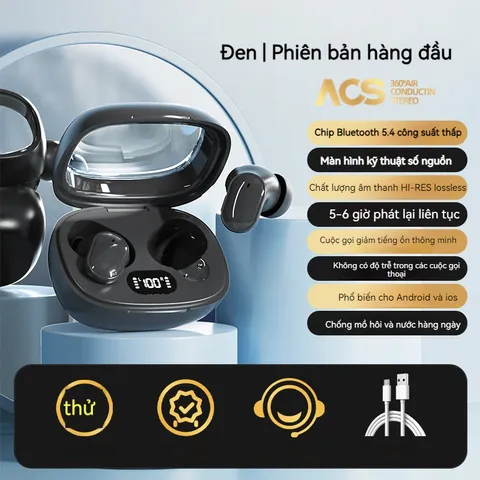 Tai Nghe Nhét Tai Không Dây Hình Hạt Đậu - Bluetooth 5.4, Giảm Tiếng Ồn, Màn Hình Kỹ Thuật Số, Thời Gian Nghe 3-5 Giờ