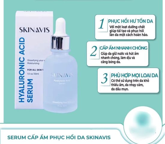 Serum Cấp Ẩm Skinavis 30ml - Phục Hồi Da Với Hyaluronic Acid & Niacinamide, Không Chứa Cồn, Dành Cho Tất Cả Loại Da