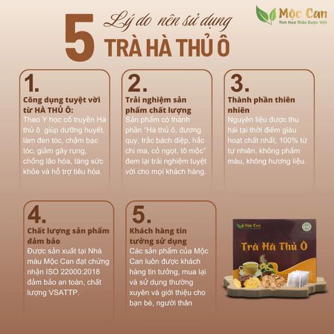 Trà Hà Thủ Ô Mộc Can 62.5g - Hỗ Trợ Lưu Thông Máu, Ngăn Tóc Bạc Sớm - Trà Thảo Mộc Tự Nhiên Dinh Dưỡng