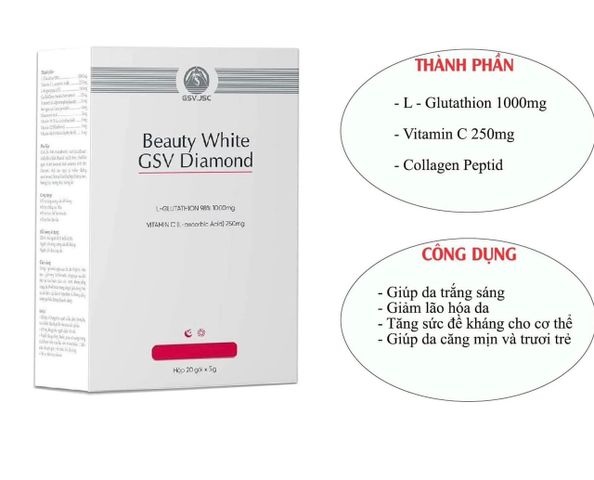 Cốm Sủi Beauty White GSV Diamond - Hỗ Trợ Trắng Da, Ngừa Lão Hóa, Giảm Thâm Nám, Tàn Nhang - Sản Phẩm Làm Đẹp Chất Lượng Cao