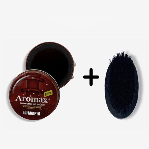 Combo Xi Đánh Bóng Giày Aromax Hàn Quốc và Bàn Chải Vệ Sinh - Dụng Cụ Bảo Vệ Đồ Da Bền Đẹp RUNO