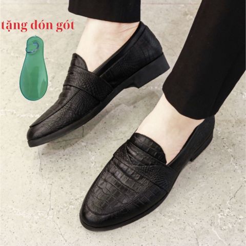 Giày Tây Nam Cao Cấp RUNO G21 - Giầy Lười Da Cá Sấu Chống Nhăn, Đế Cao Su Đúc Chống Trơn Trượt, Thời Trang Công Sở