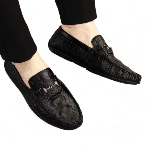 Giày Lười Da PU Nam Moccasin In Vân Cá Sấu, Đế Cao Su Đúc Mềm, Thời Trang Công Sở Cho Mọi Lứa Tuổi - RUNO G31