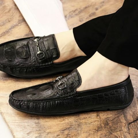 Giày Lười Da PU Nam Moccasin In Vân Cá Sấu, Đế Cao Su Đúc Mềm, Thời Trang Công Sở Cho Mọi Lứa Tuổi - RUNO G31