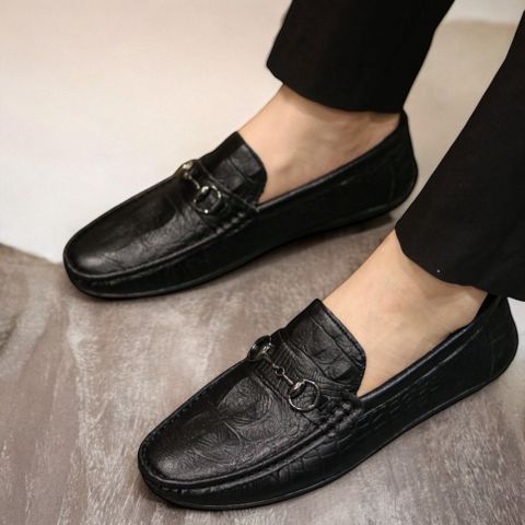 Giày Lười Da PU Nam Moccasin In Vân Cá Sấu, Đế Cao Su Đúc Mềm, Thời Trang Công Sở Cho Mọi Lứa Tuổi - RUNO G31