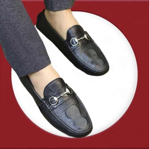 Giày lười nam da PU cao cấp chụp kỷ yếu - Mẫu moccasin dập vân cá sấu, đế cao su mềm chống trơn trượt, phong cách lịch lãm