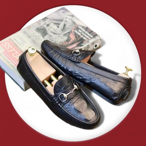Giày Mọi Nam Mocasin Da PU Cao Cấp Đen - Giày Lười Họa Tiết Cá Sấu Thoải Mái Chống Trơn Trượt RUNO G31 Tiệc Hay Đi Làm