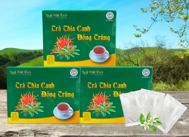 Trà Thìa Canh Đông Trùng Mộc Can - Hỗ Trợ Tiểu Đường và Tăng Cường Đề Kháng - Trà Thảo Mộc Hữu Cơ 25 Gói Lọc