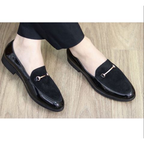 Giày Tây Nam Da PU Cao Cấp - Giày Lười Công Sở Đế Mềm Chống Trượt, Cao 3cm, Phong Cách Hiện Đại Cho Phái Nam